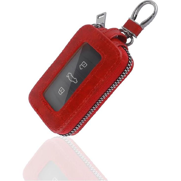 Turcee Car Key Fob Cover,Universal Key Fob Case With Keychain & Carabiner,Leather Car Smart Key Fob Holder Fits Remote Key Fob (Black)