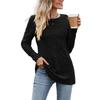 Women's Fashion Casual Autumn Winter Solid Color Print Long Sleeve O-Neck Blouses & Shirts