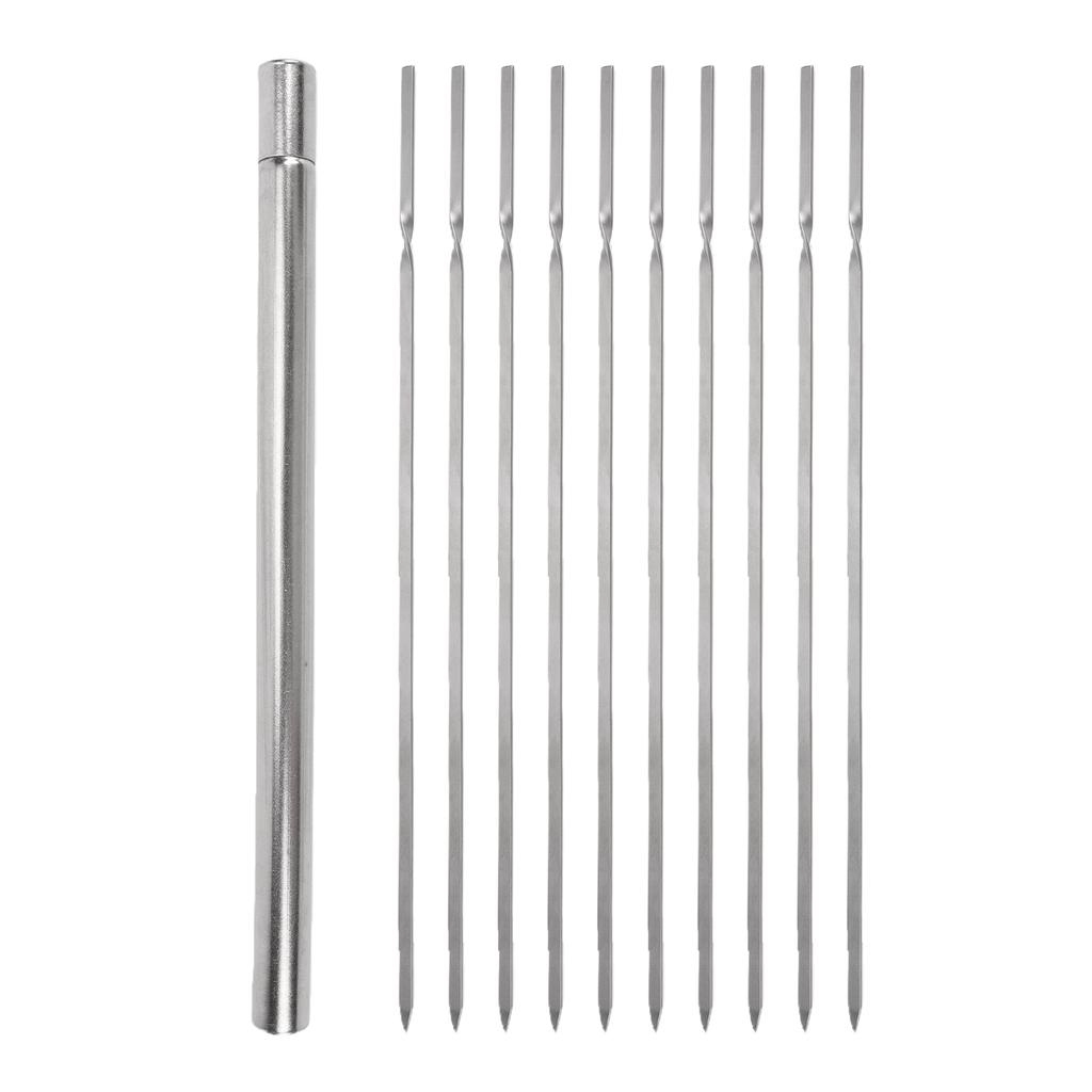 Ti Skewers for Grilling Portable BBQ Sticks with Storage Tube Lightweight Durable Camping Cooking Tools Easy To Clean