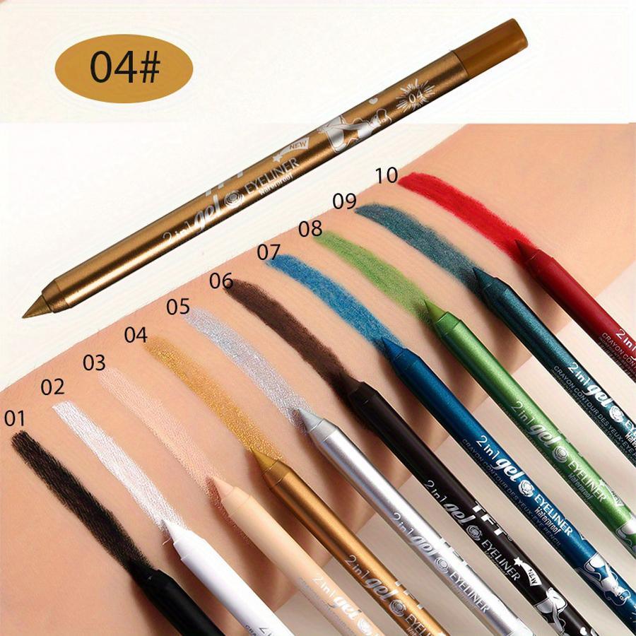 10 Colors Waterproof Eyeliner Pen Long-Lasting Concealer And Lip Liner Gel Pen, Sweatproof And Smudge Proof
