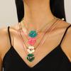 Retro Minimalist Fashion Free Knotting Flower Pendant Wax Thread Necklace Clavicle Chain