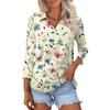 Women's Fashion Casual Button-up Seven-quarter Sleeve Floral Print Lapel Top