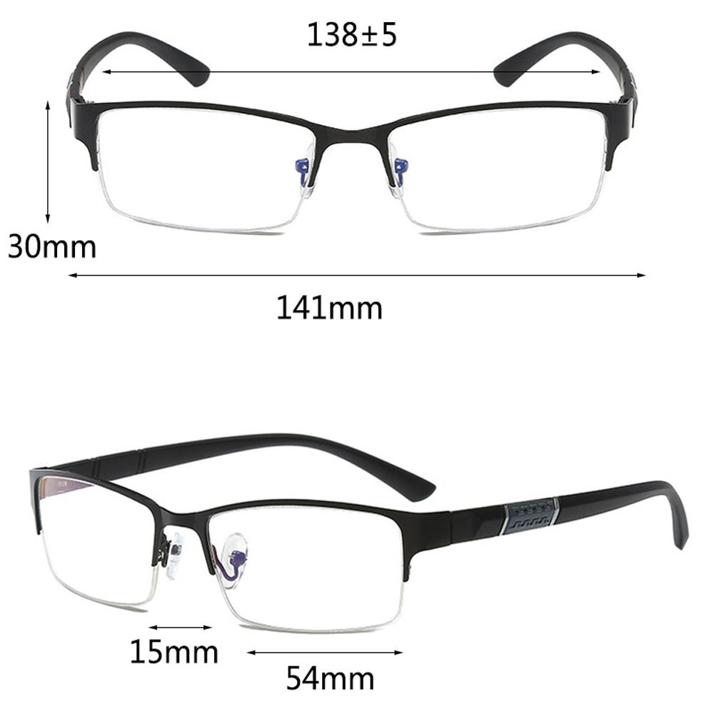 0 To - 600 Reading Presbyopia Eyeglasses High Quality Radiation Proof Flat Anti Blue Light Eyeglasses Men's Half Glasses Frame Business Myopia