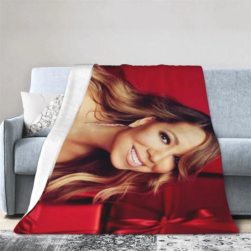 3D-Druck Mariah Carey Decke Weiche Sofadecke Überwurfdecke Fleece Wandteppich Weihnachten Warme Bettdecken für Schlafzimmer Couch