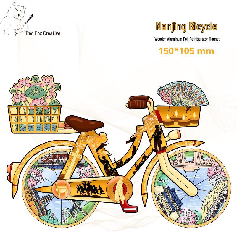 Nanjing and Suzhou Wooden Magnet: Cultural Travel Souvenir Decorative Sticker