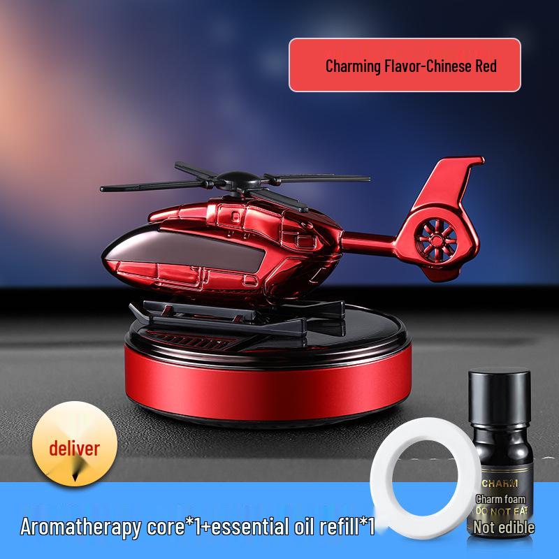 Solar Helicopter Air Freshener: Creative Camouflage Aircraft Car Perfume Ornament