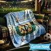 Custom Name Argentina Football Team Flannel Blanket, Use for Birthday/Holiday Gift, Soft Blanket for Sofa/Bed/Camping/Office, Home Decor