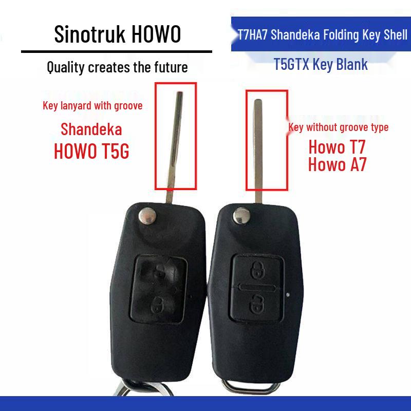 

Foldable Remote Key Shell for HOWO T7HA7 & Shacman Central Lock - T5GTX Key Blank Shell Folding without Slot, No Chip
