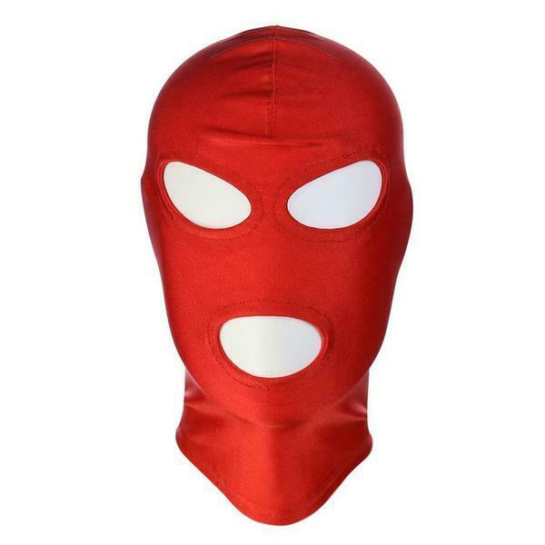 Red Stretchy Hood Open Mouth Eye Holes Sensory Deprivation   Hoods