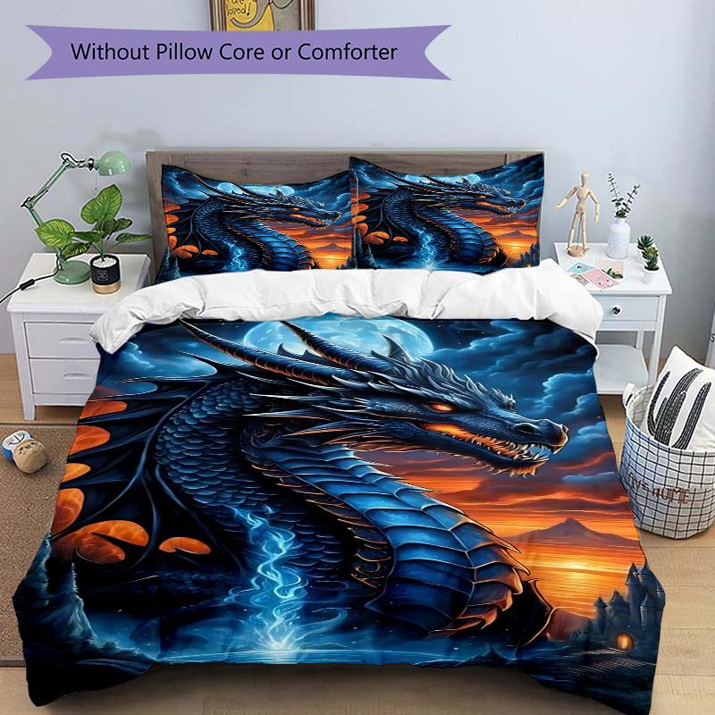 3pcs Dragon Fantasy Artwork Duvet Cover Set -Includes 1 Duvet Cover and 2 Pillowcases, No Quilt Core, All-Season Home Decor  yy251111105