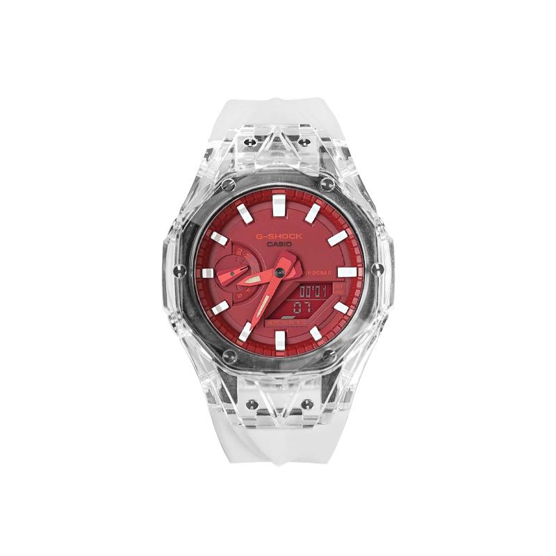 Casio Unisex Liquid Crystal/Analog Dual Display Series Red Watch GA-2100-4A-