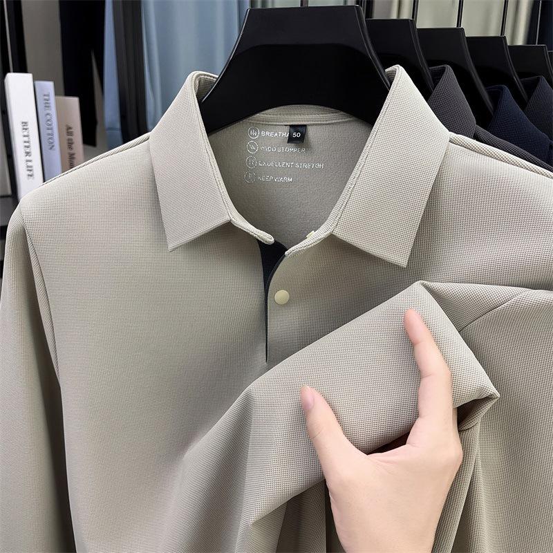 Winter Men spolo Lapel Collar Business Long Sleeve T-Shirt M
