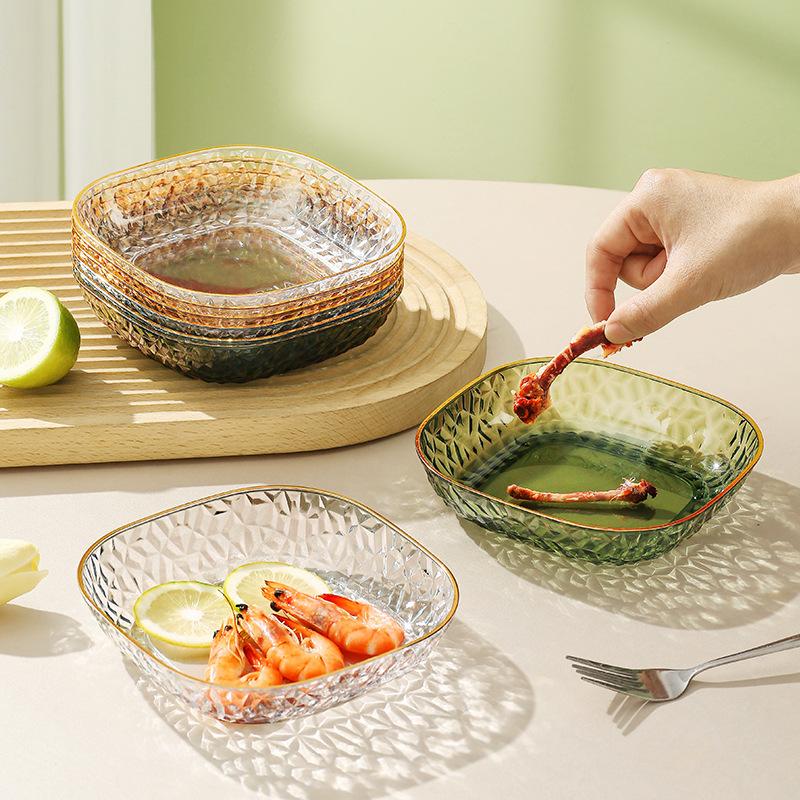 Phnom Penh Transparent Anti-Drop Small Fruit Plate, Living Room Household Snack Plate, Candy Plate, Small Exquisite Front Desk Melon Seed Plate