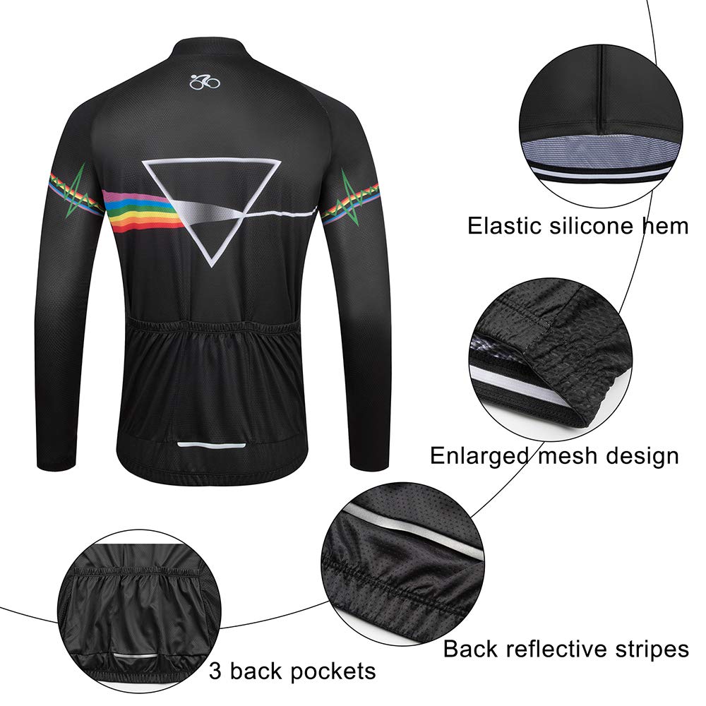 Set de maiou de ciclism Wisdom Leaves cu mânecă lungă, cu protecție 3D și reflectorizante, mărimi pentru bărbați, respirabil, absorbant al transpirației, material, negru, 3-3XL