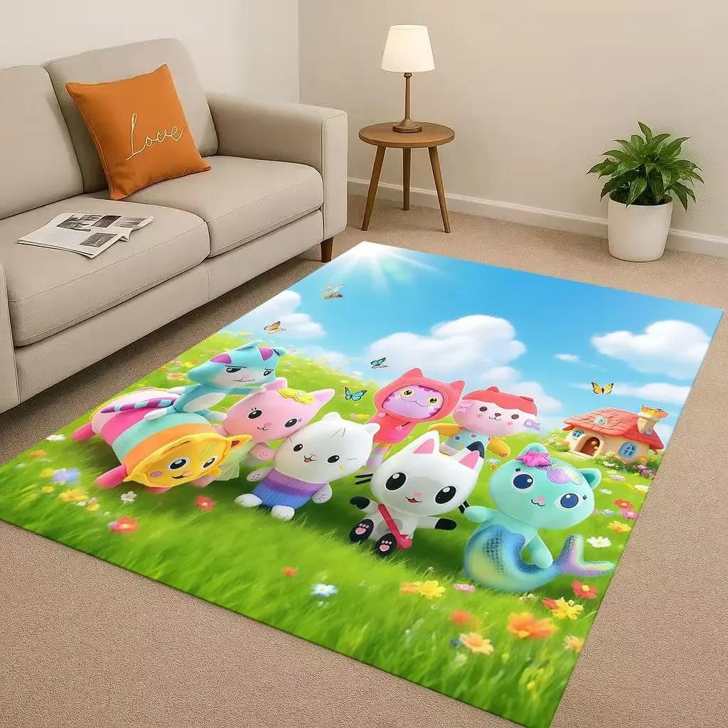 Tappeto Kawaii Casa delle Bambole di Gabby Cartone Animato Ragazza Soggiorno Area Antiscivolo Tappeto Morbido per Camera da Letto Sala Giochi e Divano, Zerbino Decorazione Casa