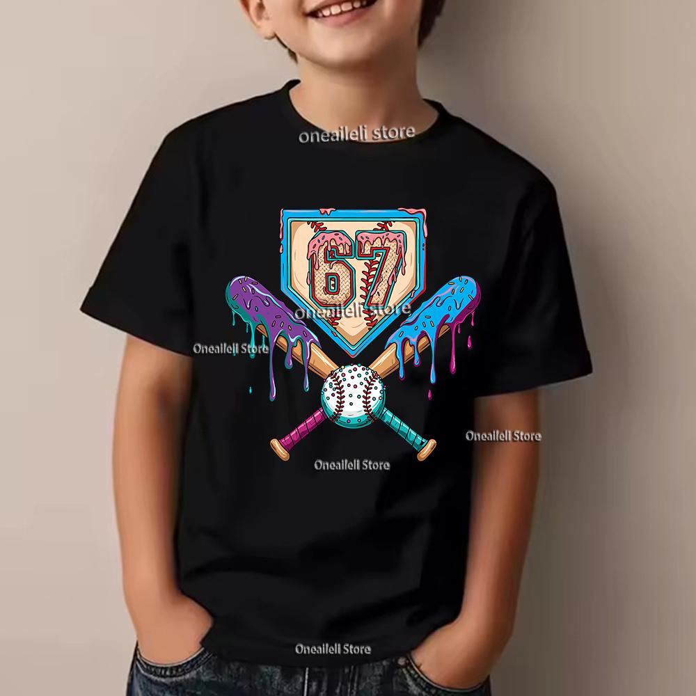 Kids Summer T-shirt Boys Girls Sport Number Print Top Casual Short Sleeve Wear