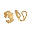 2Pcs/Set Stainless Steel Spiral Spliced Circle Rings for Women Men Irregular Hollow Opening Rings Banquet Jewelry Accessories