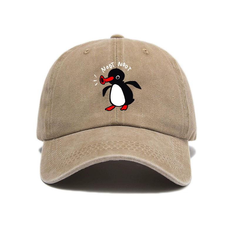 

Самая популярная бейсболка из выстиранного хлопка с изогнутым козырьком, мультяшный пингвин, защита от солнца, бейсболка, защита от солнца, пятно, на открытом воздухе