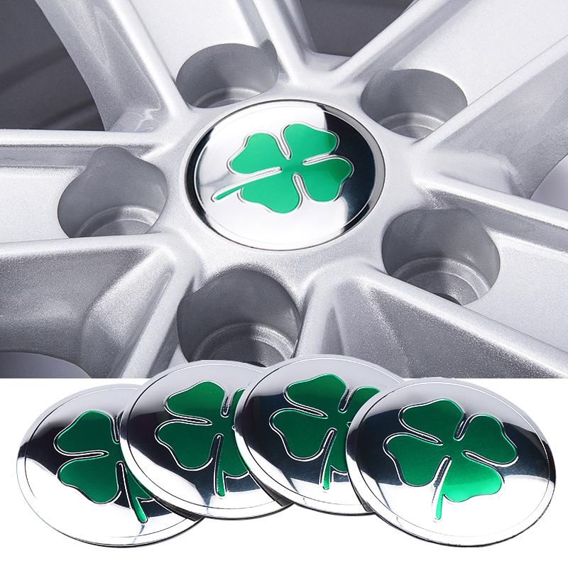 4pcs 56mm Four Leaf Clover Badge Car Wheel Center Cover Decal Hub Cap Sticker for Alfa Romeo Sportiva 147 156 159 Tonale Stelvio CVR1