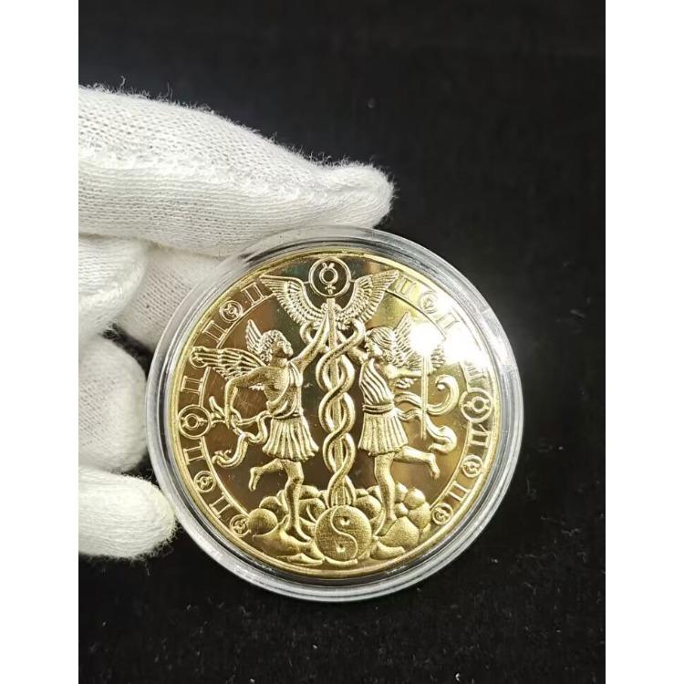 Dwanaście pamiątkowych medali konstelacji Złote monety Wróżka Zębówka 12 rękodzieła zodiaku Monety europejskie i amerykańskie Monety konstelacji Szczęśliwego Strażnika