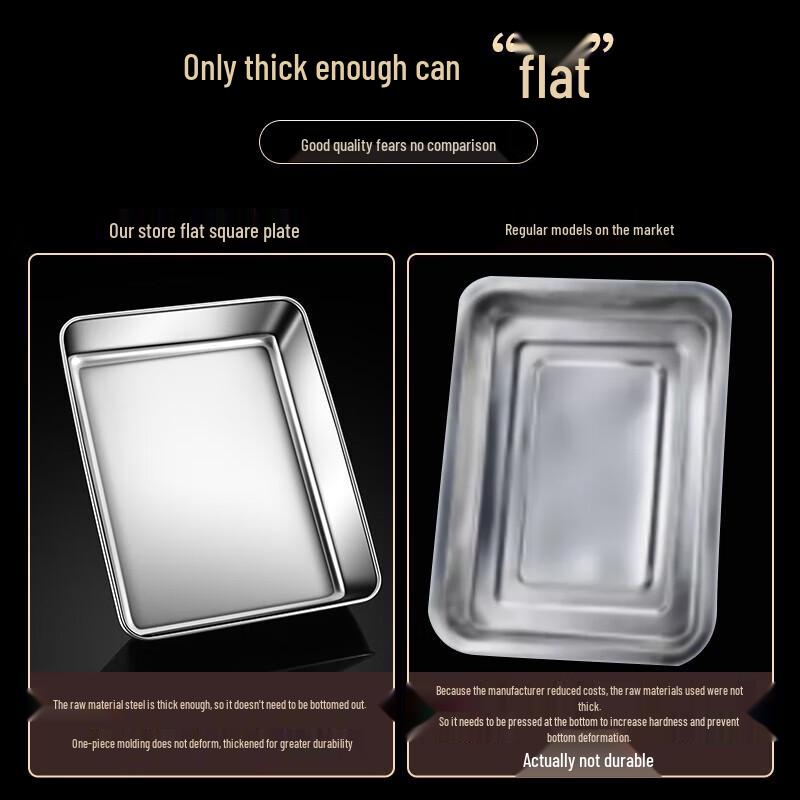 Stainless Steel Rectangular Shallow Serving Tray