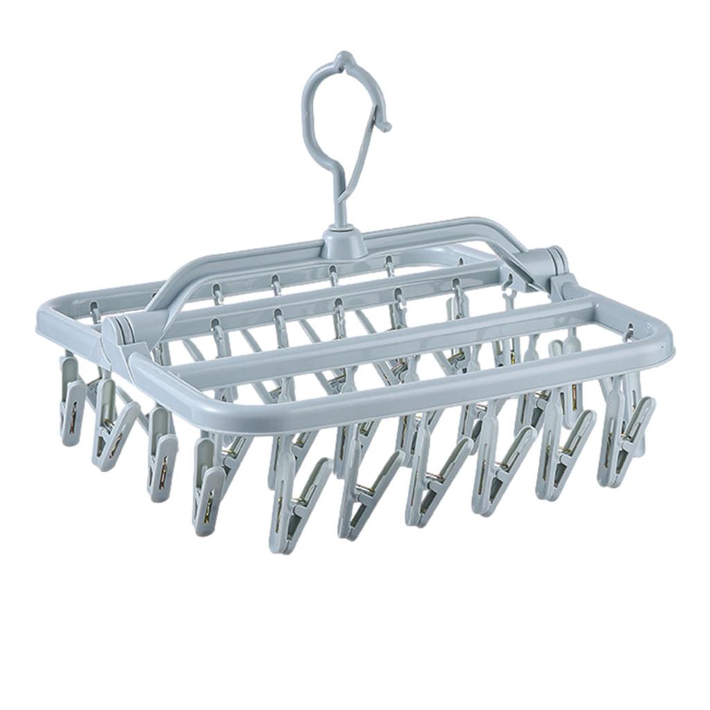 Foldable Drip Hanger with 32 Clips - Plastic Hanging Drying Rack for Clothes Underwear Socks