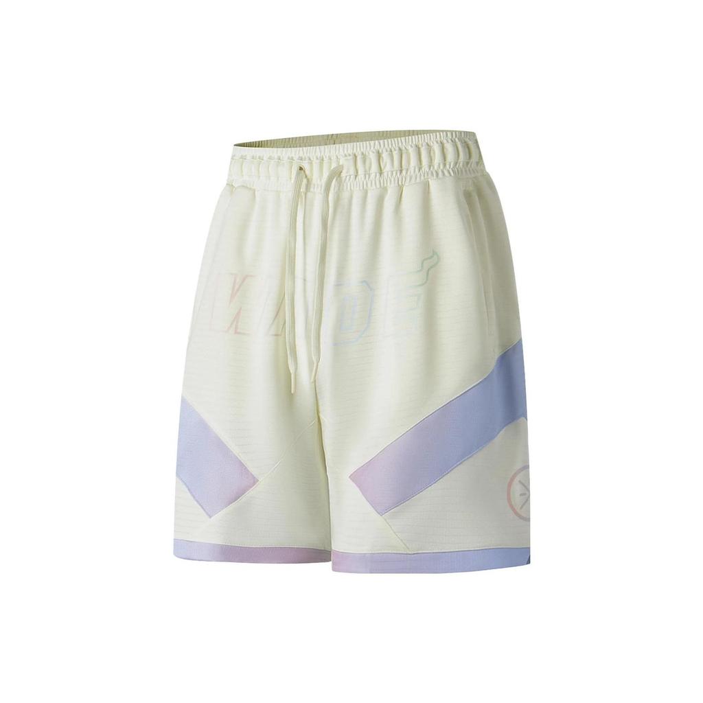 Li-Ning Alphabet Print Drawstring Quick-Dry Cool Competition Sports Shorts Men Bottoms Cream-White AAPT013-4