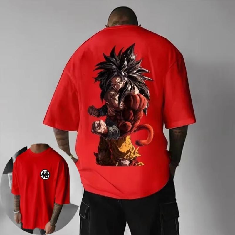 2026 Summer Dragon Ball Retro High Quality Cotton Mens Tshirt Oversized Son Goku Printed Unisex Childrens Casual Shirt