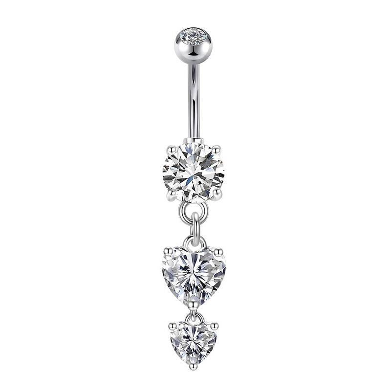 Sexy Pendant Belly Button Ring Stainless Steel Inlaid Zircon Letter Navel Nail For Women Girls Body Piercing Jewelry