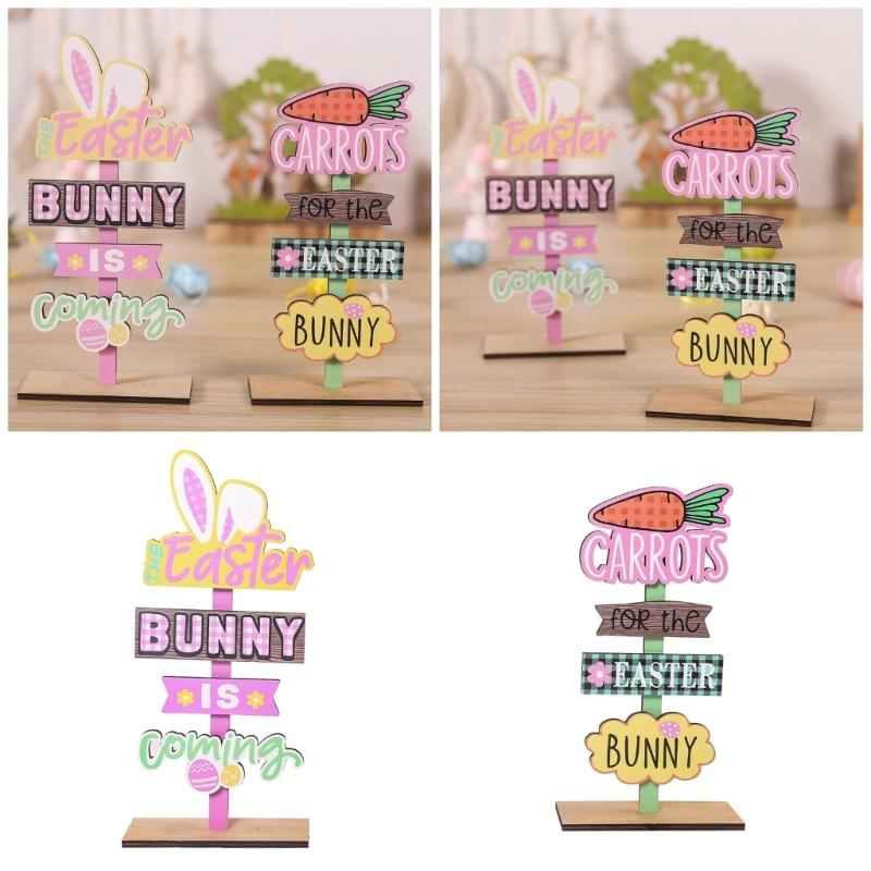 Natural Wood Easters Decoration Bookshelf Display Ornament Easters Charm Decors Suitable for Living Room Dining Table