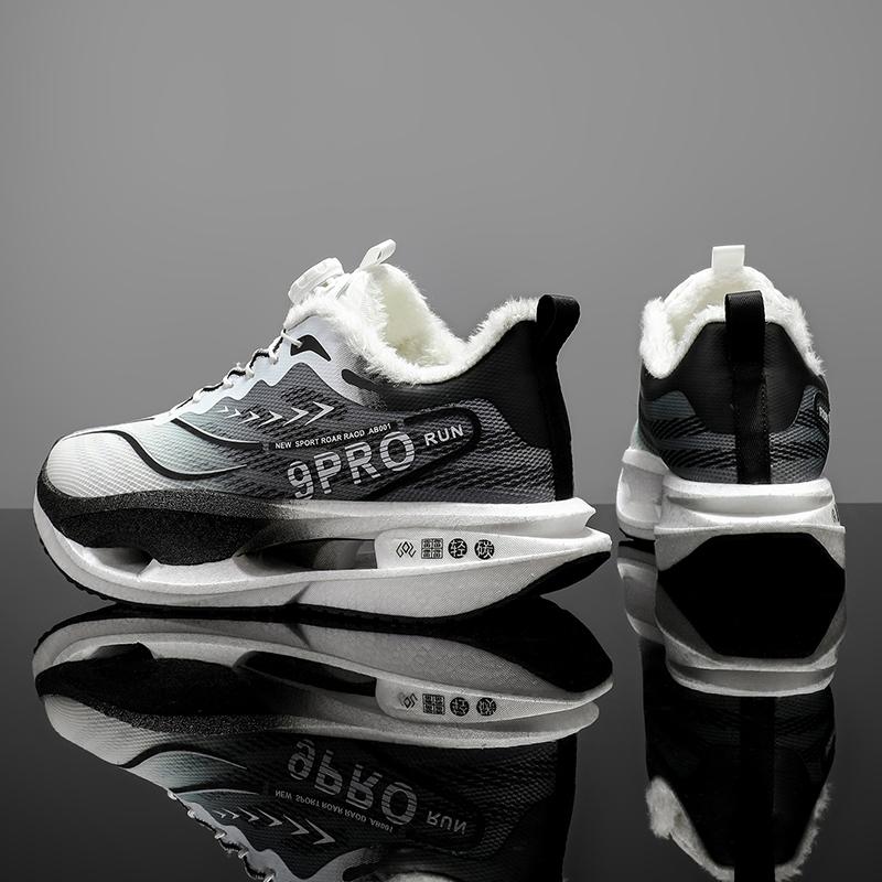 Rotary Knob Sport Trainers Winter Plush Lined Thick Hollow Sole Quick Lace System Unisex Teen Shoes