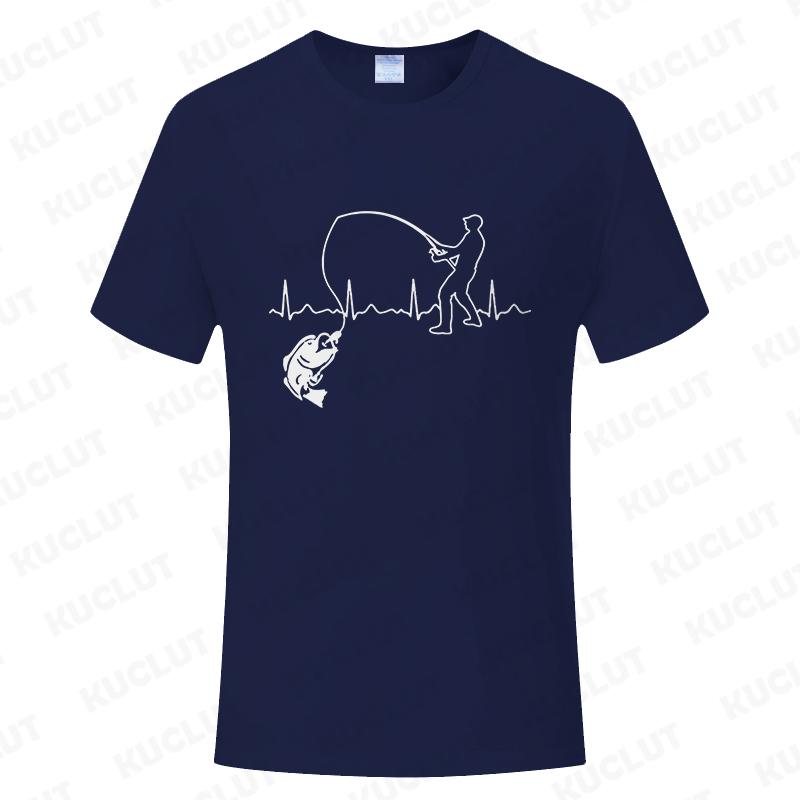 Fashion Fishing ECG T-shirt for Men Funny Design Graphic Y2k Tops Summer Short Sleeve Tees Gift for Fishing Lover Clothing