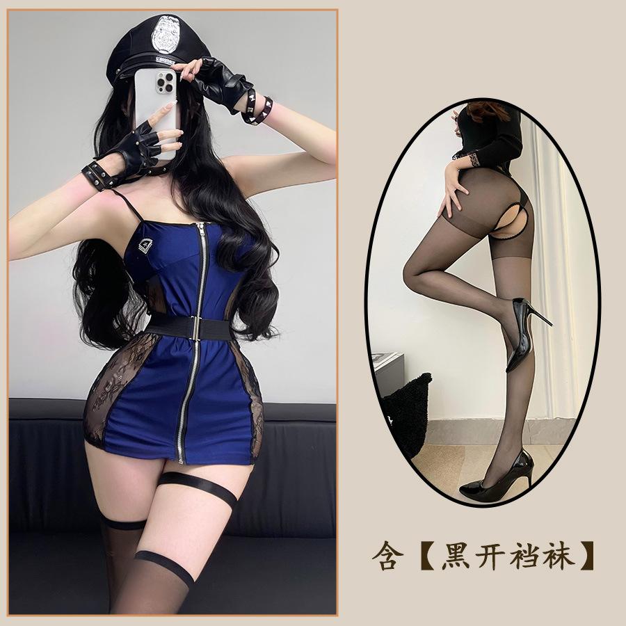 Sex Underwear Policewoman Royal Sister Zipper Open Chest Instructor Cos Passion Sexy Bed Fast Break Free