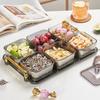 Luxuriöse Servierplatte aus Glas mit 6 Fächern, hochästhetisches Design, perfekt für Snacks, Früchte, Desserts zu Hause
