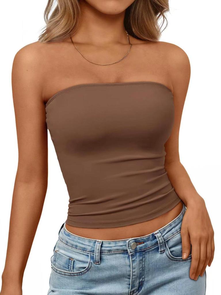 2026 Spring/Summer Off-the-Shoulder Women's Solid Color Tube Top