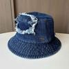 Retro old washed worn denim fisherman hat children spring and summer women's leisure versatile tide basin hat