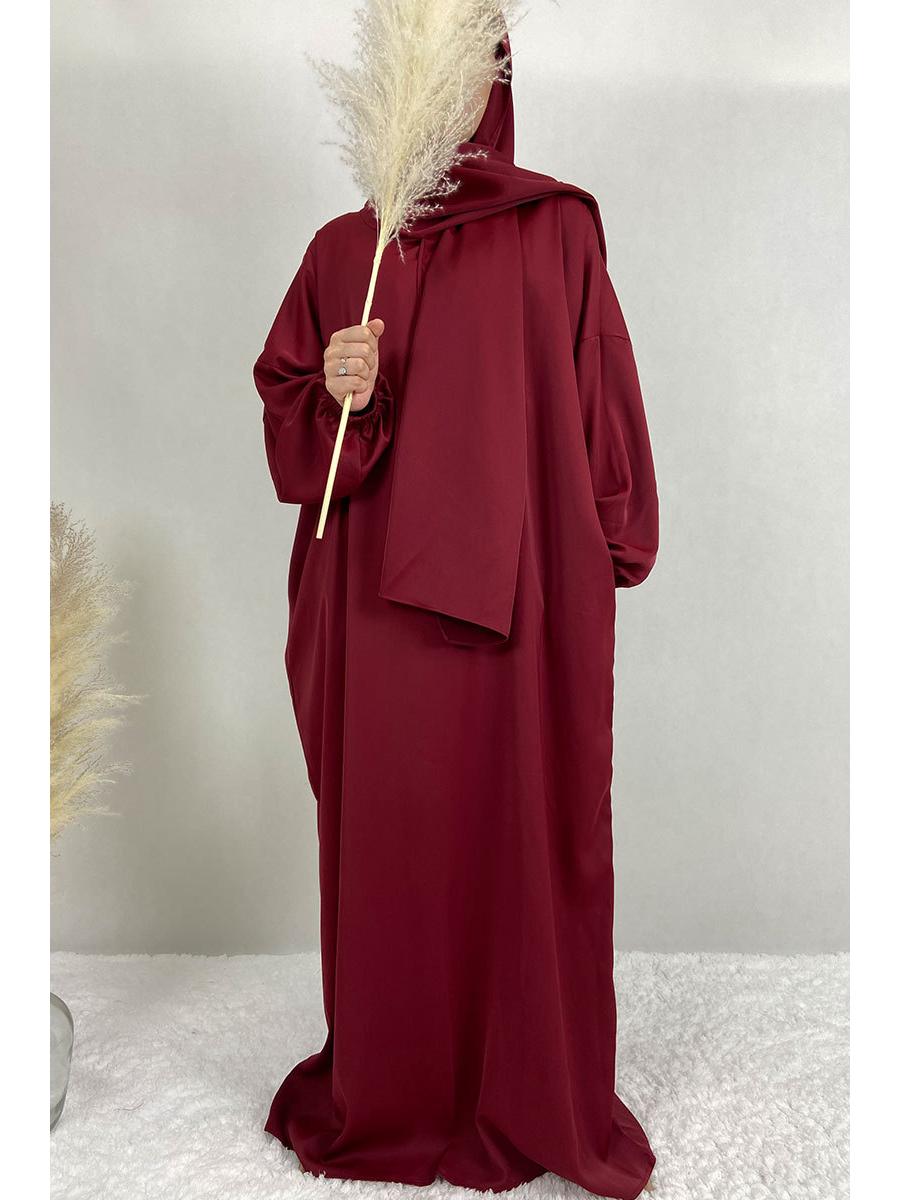 

XG2057 Женское платье-кафтан с капюшоном и хиджабом - Малайзия, Ближний Восток, Дубай, Турция Size 1 вино красного