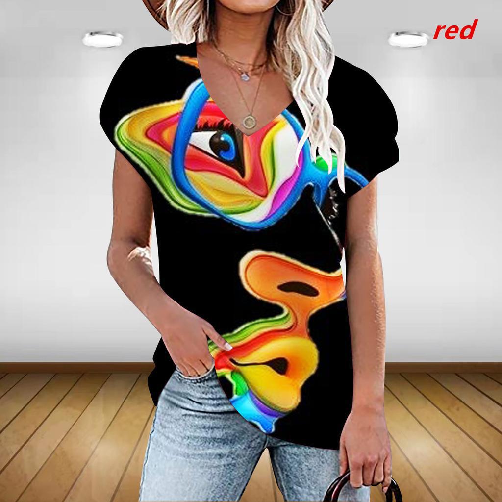 

Футболка с короткими рукавами и 3D-абстрактным принтом головы человека, повседневная уличная одежда больших размеров для женщин 8xl