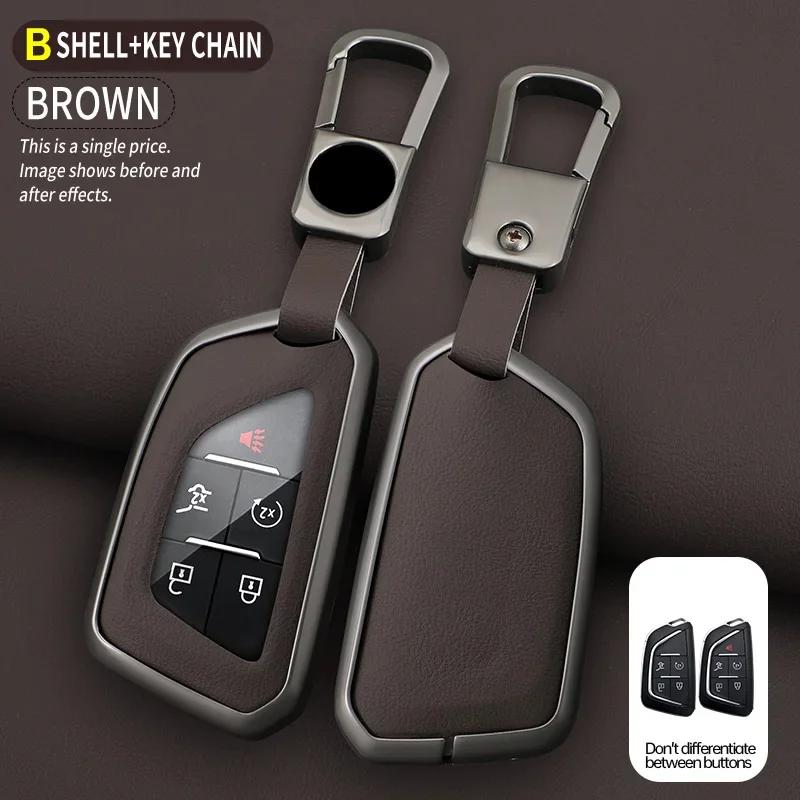 Zinc Alloy Car Key Case Cover Protector Fob For Cadillac Ct4 Ct4-V Ct5 C8 Corvette  -  Keyless Shell Auto Accessories