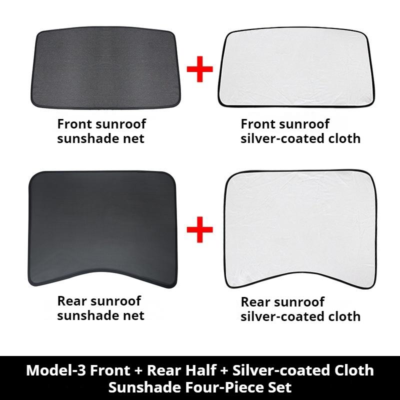 For Tesla Model 3/Y Model 3 Highland Model Y Juniper 2025+ Ice Cloth Buckle Glass Roof Sunshade Car Front Rear Sunroof Skylight