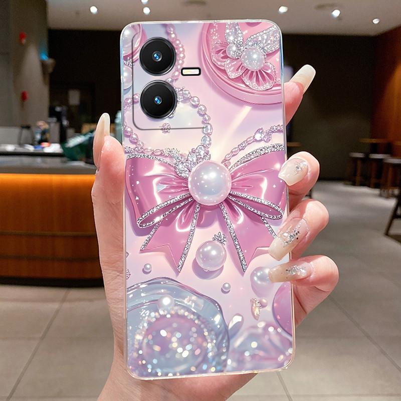 Case For Vivo Y22 2022 Y22S Y22T Y35 Phone Case 2025 New Design Clear Luxury Fashion Butterfly Flowers Soft TPU Silicone Cover