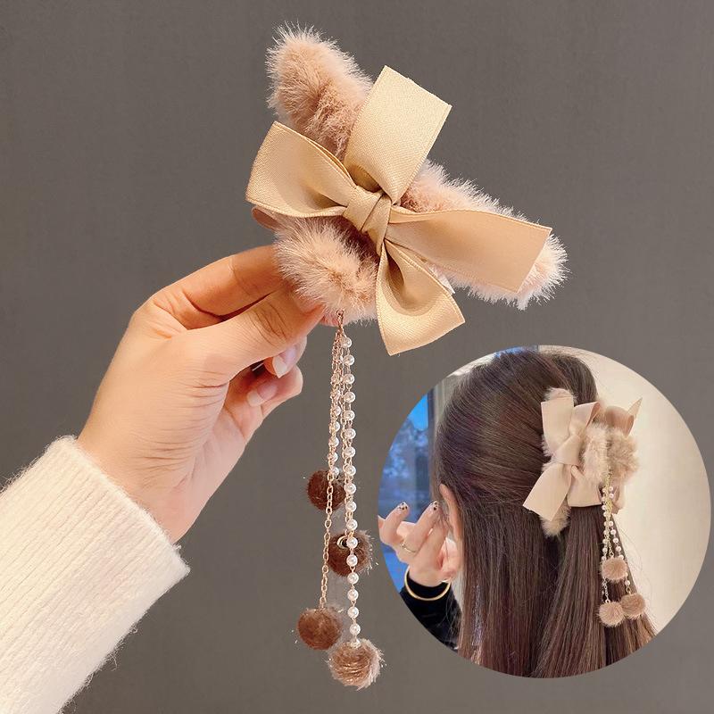 Vintage Metal Long Tassel Gripping Clip Hair Claw For Women Full Rhinestones Hair Clip Korean Barrettes Hairpin Hair Accessories