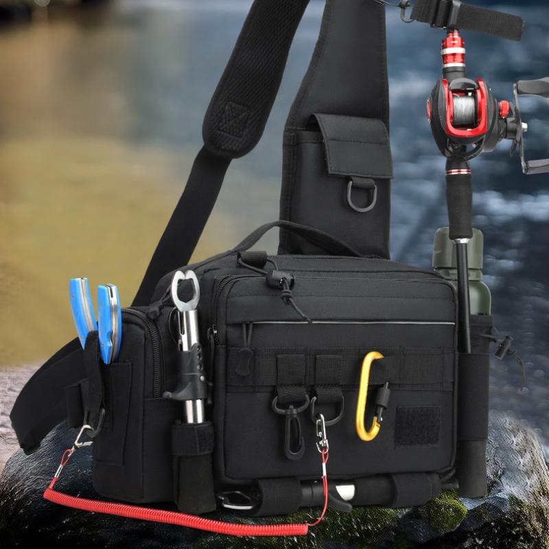 Large Capacity Luya Bag Multifunctional Fanny Pack Fishing Rod Bag Tactical Backpack Crossbody Bag Fishing Plug Rod Fishing Gear Bag Rod Bag
