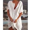 Camisa de Moda Europea y Americana para Mujer Multicolor, Multitalla de Longitud Media Holgada de Color Sólido Manga Corta