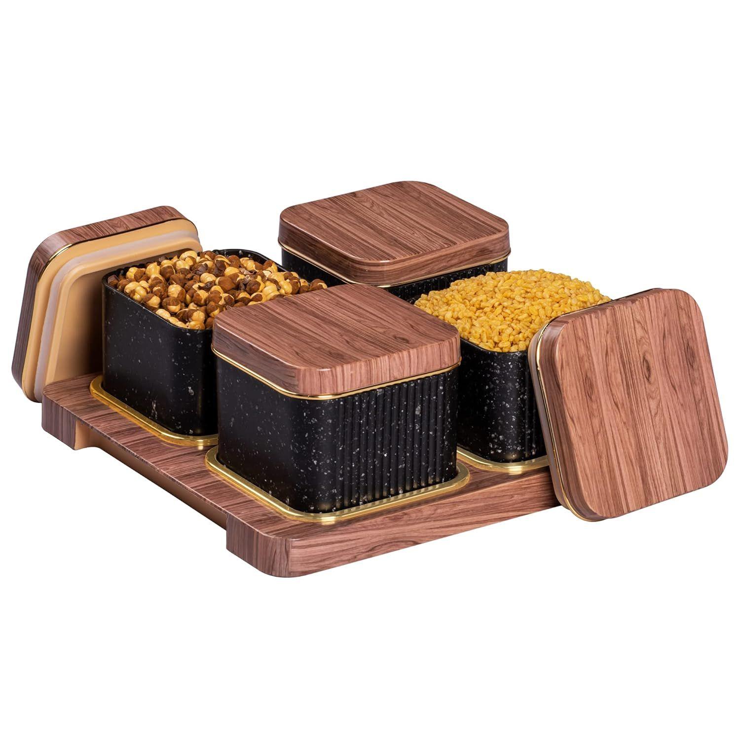 

Крышка и поднос для сервировки, набор коробок для сухофруктов с подносом для сервировки сладостей, чипсов, печенья и других закусок (4 штуки, Белый, полипропилен) (Черный 2)