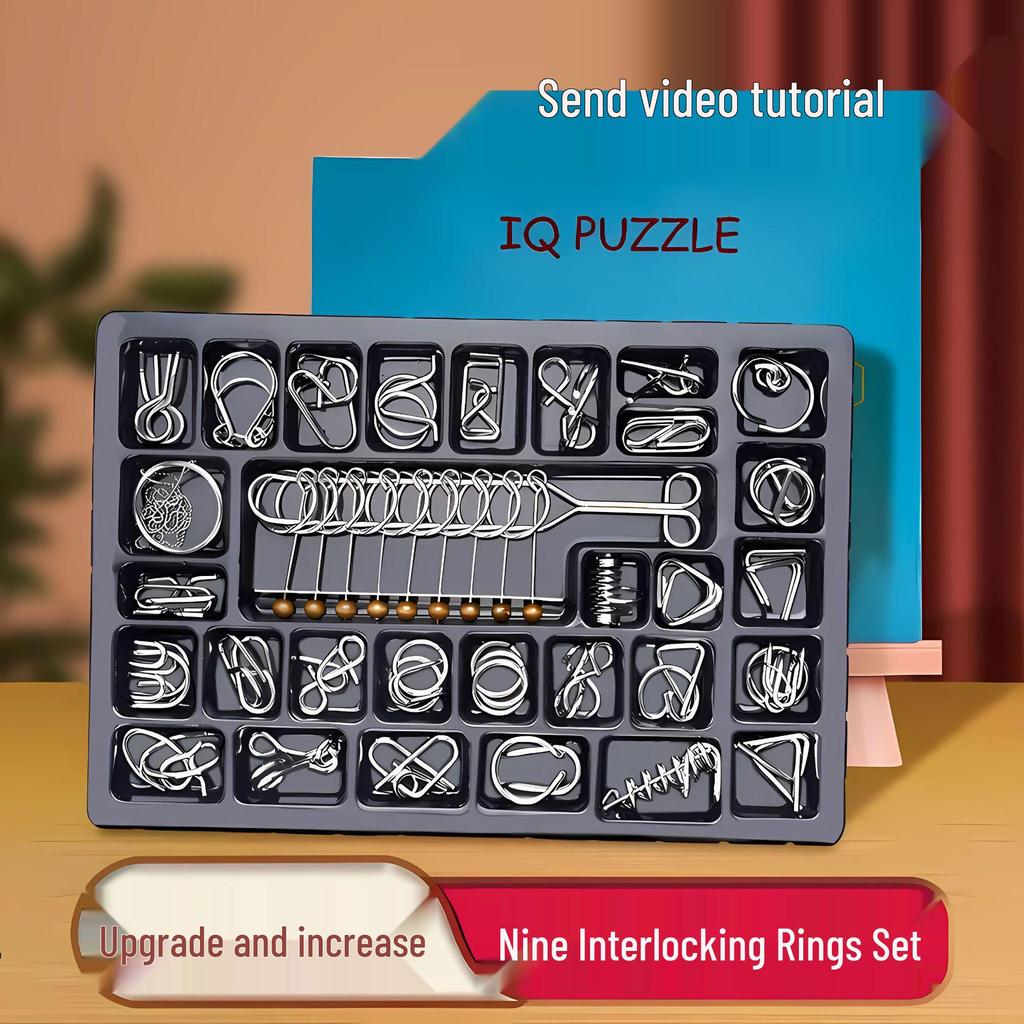 24-Piece Kongming Interlocking Rings Puzzle Set for Children - Fun Disentanglement Challenge