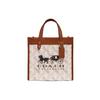 Field Coated Canvas Leather Handbag Small Women's Brown White Multicolor (Unisex) Handbags C8456 B4TXF