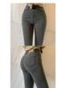 Plus Size High Waist Light Blue Stretch Denim Skinny Pants for Women