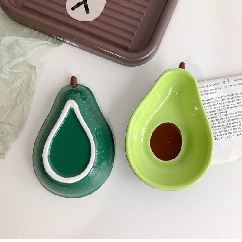 1pcs New Cute Avocado Ceramic Plate Tableware Dessert Plate Snack Plate Salad Bowl Photo Props