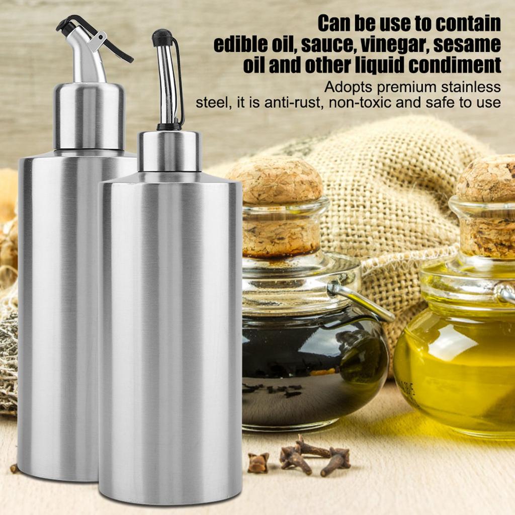 Oil Bottle Cooking Seasoning Sauce Dispenser Stainless Steel Storage Bottles For Oil Vinegar Creative Oil Pouring Kitchen Tool